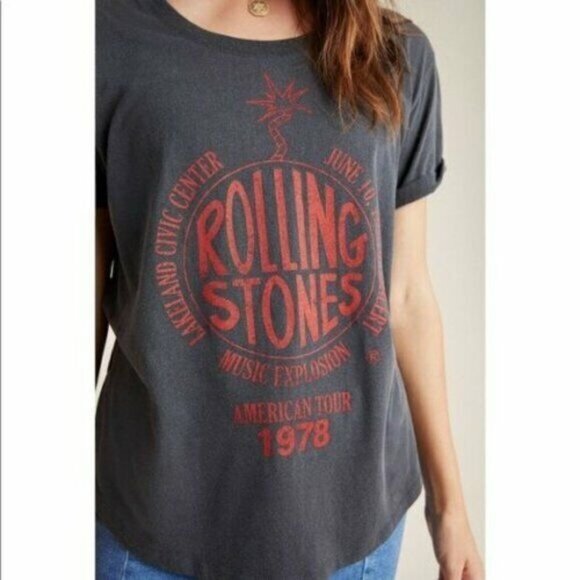 Anthropologie Tops - Anthropologie Letluv Rolling Stones 1978 Tour Gray Graphic Tee Size XS NEW